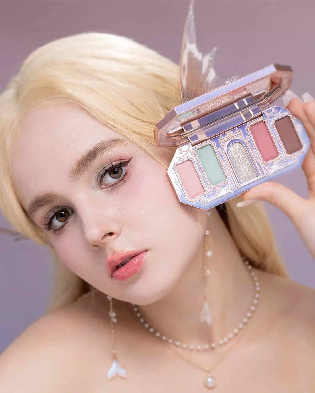 Flower Knows Moonlight Mermaid Eyeshadow Palette Matte Glow Shimmer Waterproof