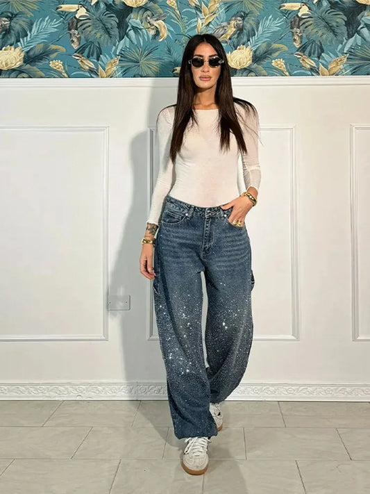 Bling-BaggyFit™ Wide-Leg Jeans