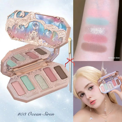 Flower Knows Moonlight Mermaid Eyeshadow Palette Matte Glow Shimmer Waterproof