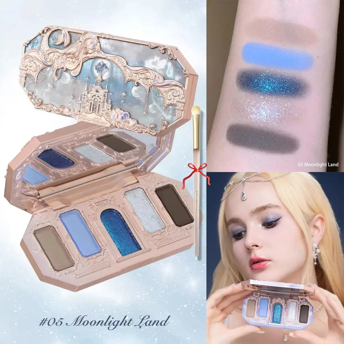 Flower Knows Moonlight Mermaid Eyeshadow Palette Matte Glow Shimmer Waterproof