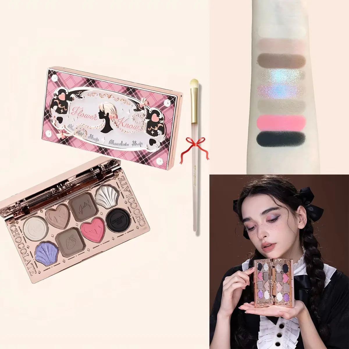 Flower Knows Moonlight Mermaid Eyeshadow Palette Matte Glow Shimmer Waterproof