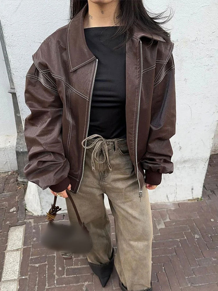 Skins™ – Leather bomber Jacket (Bring back the Y2K vibe)