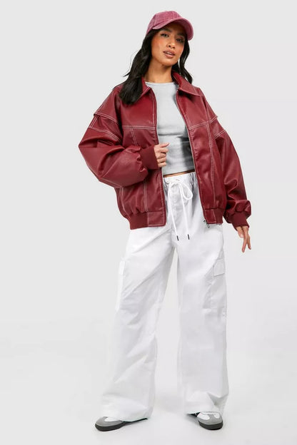 Skins™ – Leather bomber Jacket (Bring back the Y2K vibe)