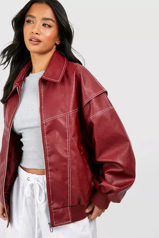 Skins™ – Leather bomber Jacket (Bring back the Y2K vibe)